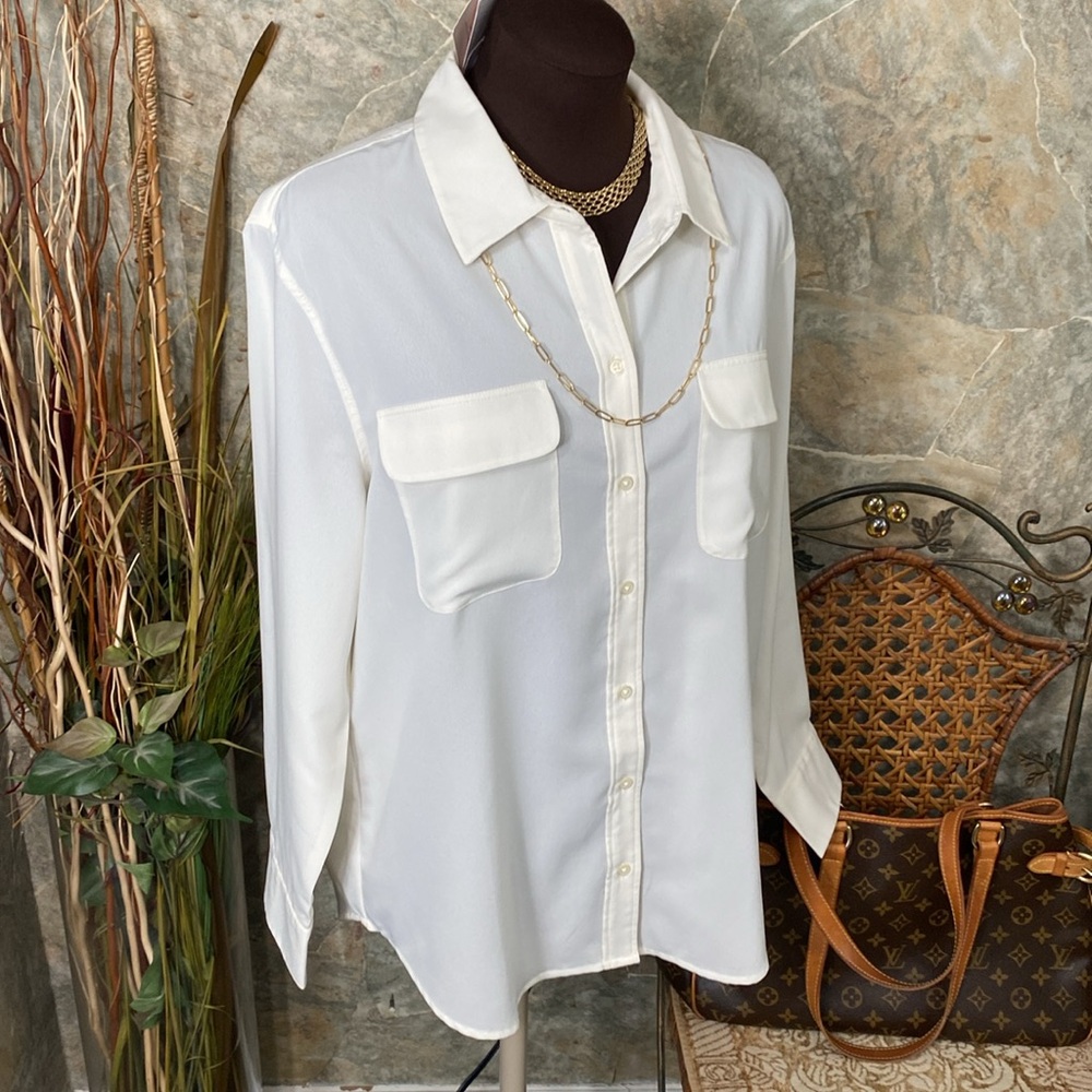 Banana republic 🌹 stunning shirt top blouse tunic long sleeved button collar